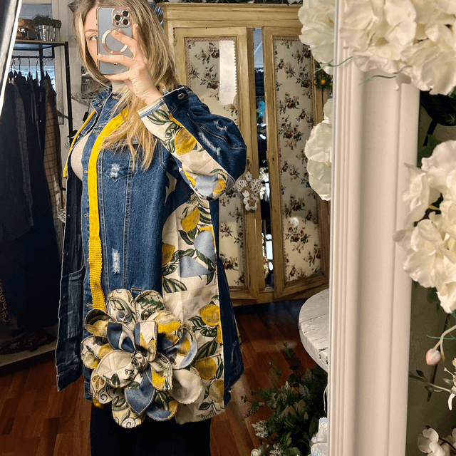 Denim lemon flower