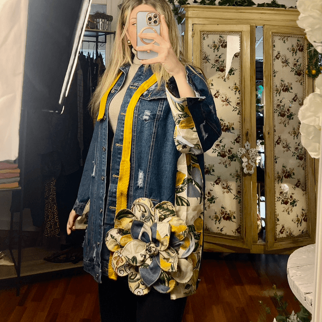 Denim lemon flower