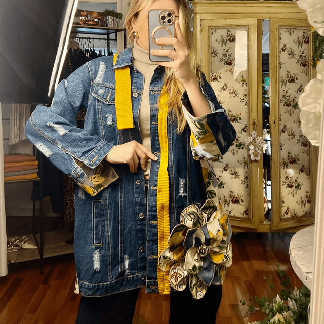 Denim lemon flower